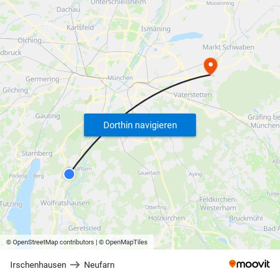 Irschenhausen to Neufarn map