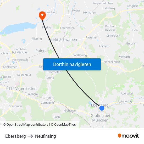 Ebersberg to Neufinsing map