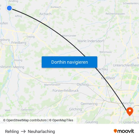 Rehling to Neuharlaching map