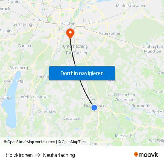 Holzkirchen to Neuharlaching map