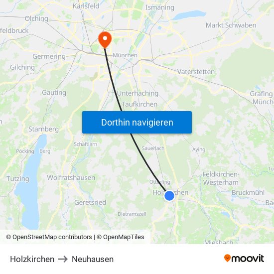Holzkirchen to Neuhausen map