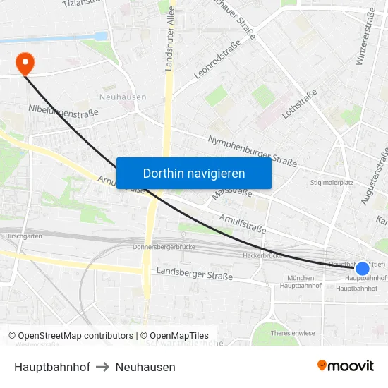 Hauptbahnhof to Neuhausen map
