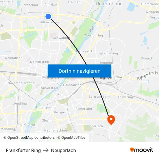 Frankfurter Ring to Neuperlach map
