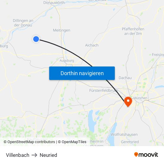 Villenbach to Neuried map
