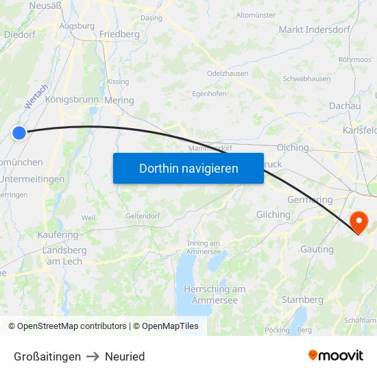 Großaitingen to Neuried map