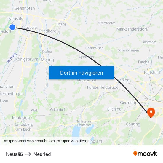 Neusäß to Neuried map