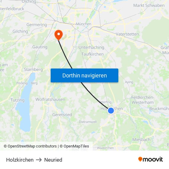 Holzkirchen to Neuried map
