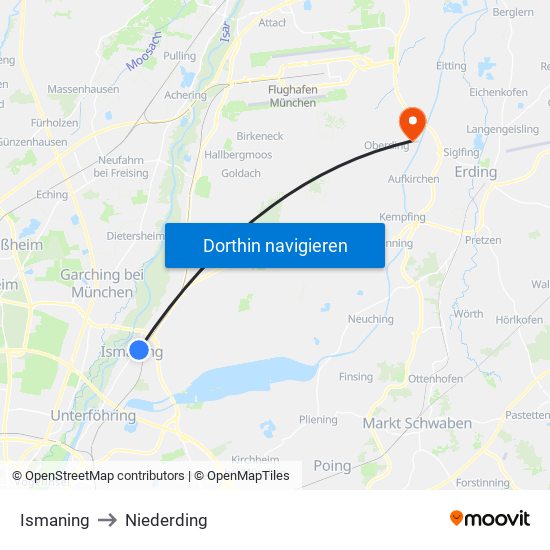 Ismaning to Niederding map