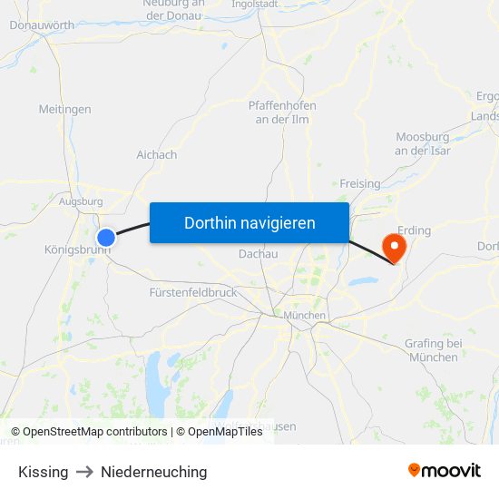 Kissing to Niederneuching map