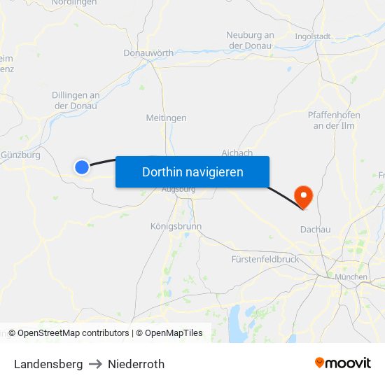 Landensberg to Niederroth map