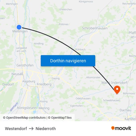 Westendorf to Niederroth map