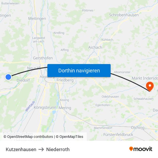 Kutzenhausen to Niederroth map