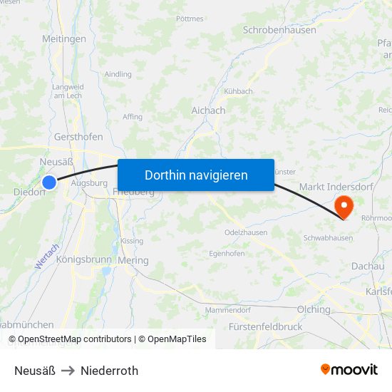 Neusäß to Niederroth map