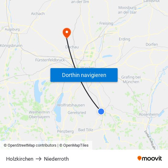 Holzkirchen to Niederroth map