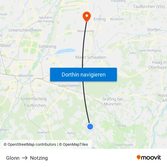 Glonn to Notzing map