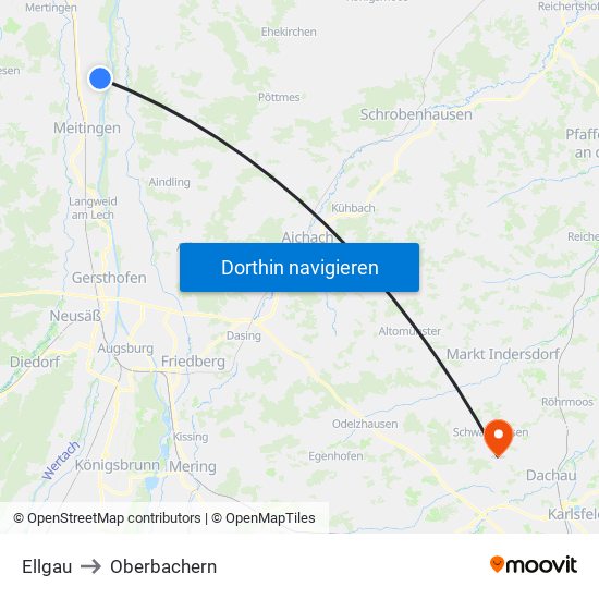 Ellgau to Oberbachern map