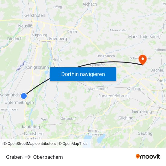 Graben to Oberbachern map