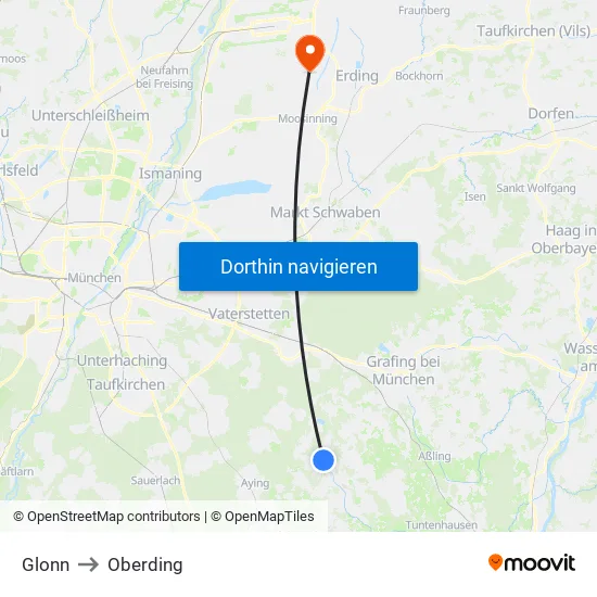 Glonn to Oberding map