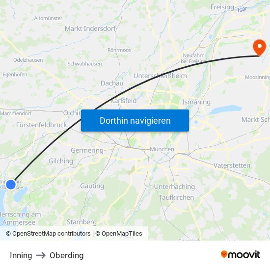 Inning to Oberding map