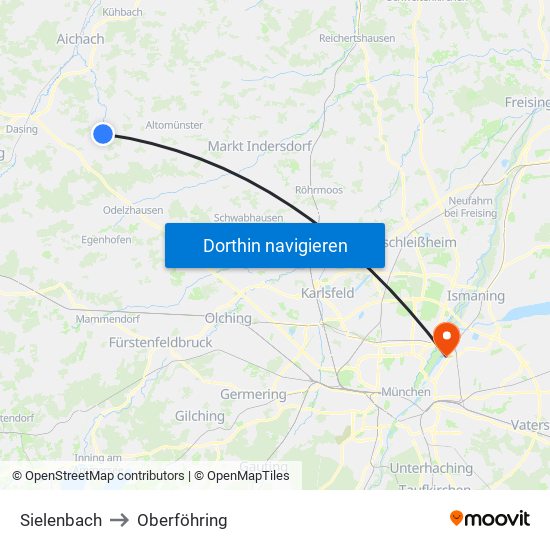 Sielenbach to Oberföhring map