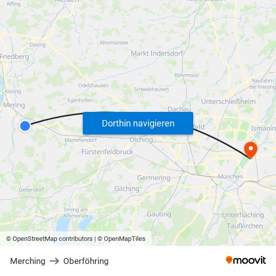Merching to Oberföhring map