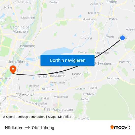 Hörlkofen to Oberföhring map
