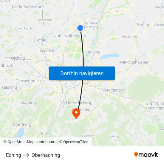 Eching to Oberhaching map