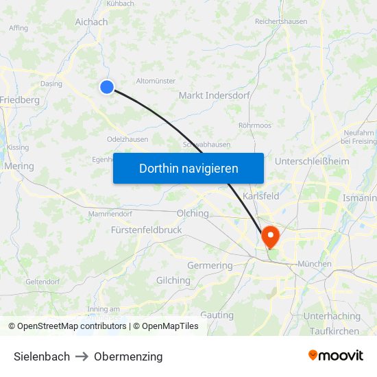 Sielenbach to Obermenzing map