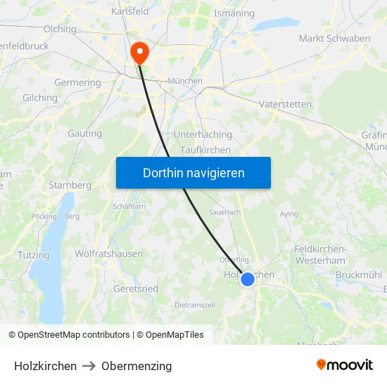 Holzkirchen to Obermenzing map