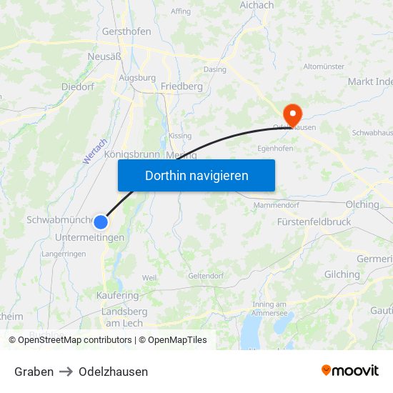 Graben to Odelzhausen map