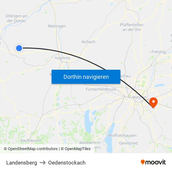 Landensberg to Oedenstockach map