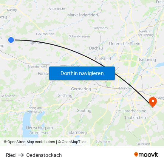Ried to Oedenstockach map