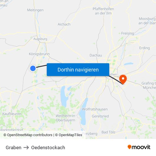 Graben to Oedenstockach map