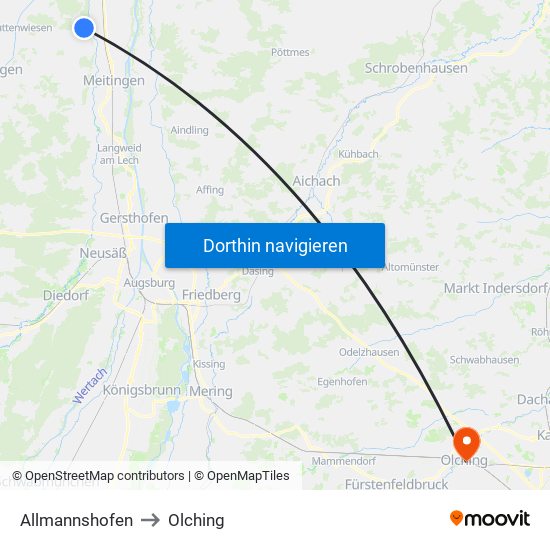 Allmannshofen to Olching map