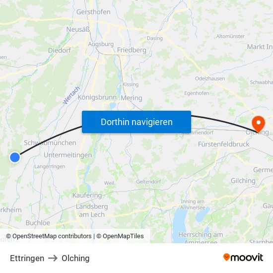 Ettringen to Olching map