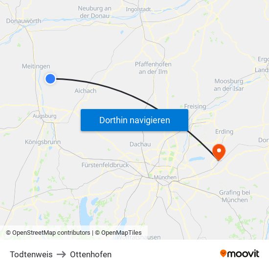 Todtenweis to Ottenhofen map