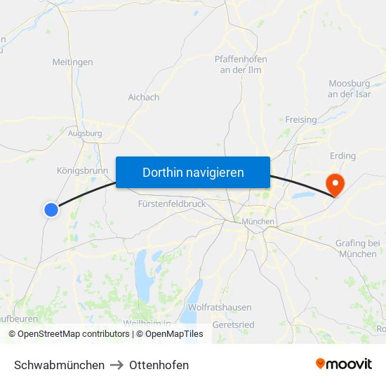 Schwabmünchen to Ottenhofen map