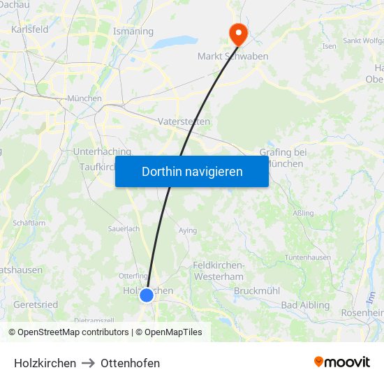 Holzkirchen to Ottenhofen map