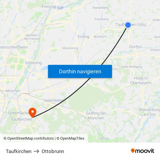 Taufkirchen to Ottobrunn map