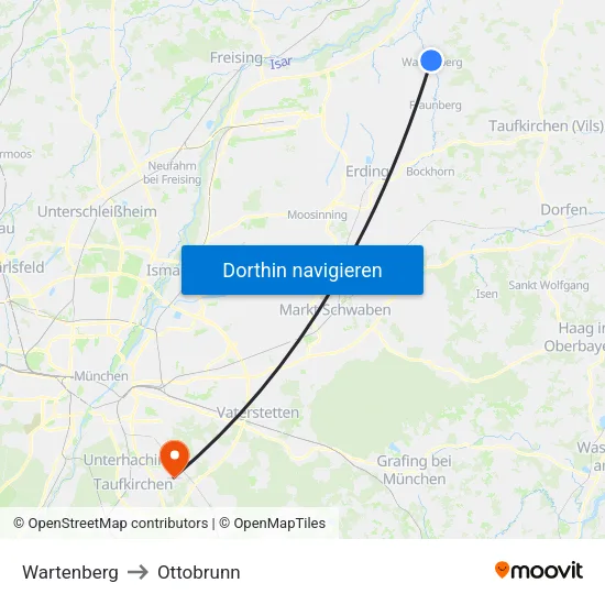 Wartenberg to Ottobrunn map