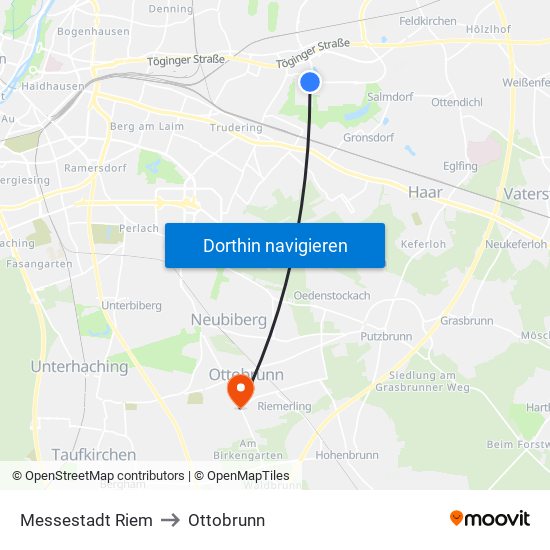 Messestadt Riem to Ottobrunn map