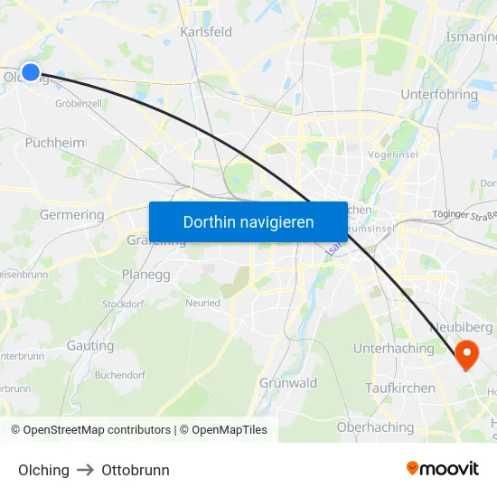 Olching to Ottobrunn map