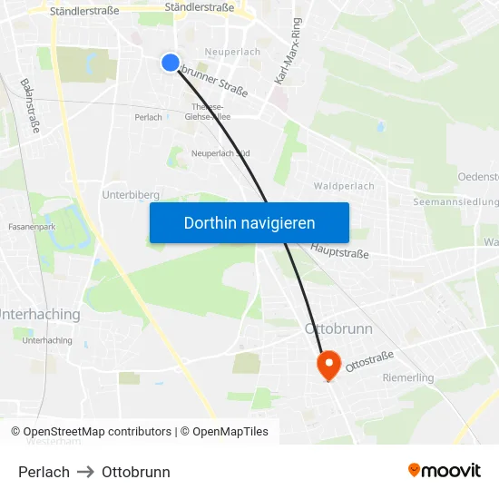 Perlach to Ottobrunn map