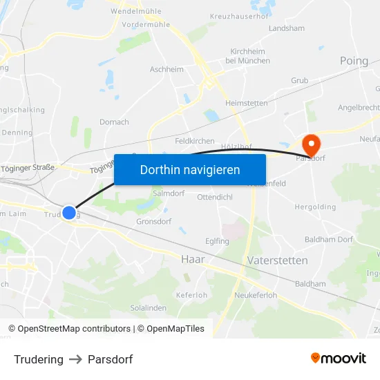 Trudering to Parsdorf map