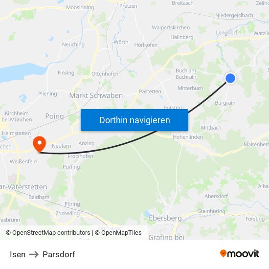 Isen to Parsdorf map