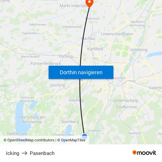 Icking to Pasenbach map