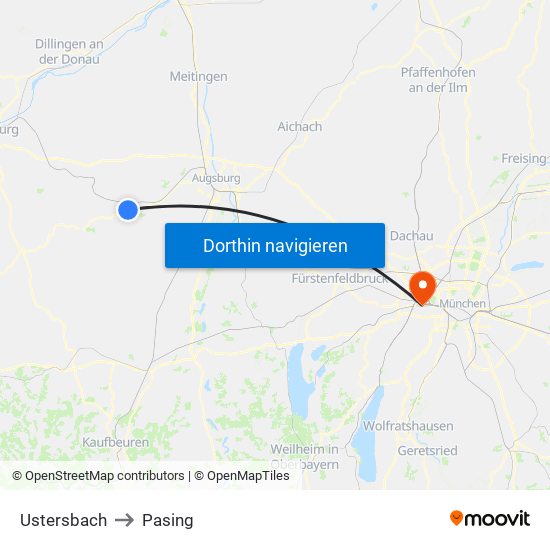 Ustersbach to Pasing map