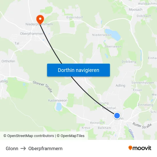 Glonn to Oberpframmern map