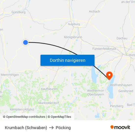 Krumbach (Schwaben) to Pöcking map