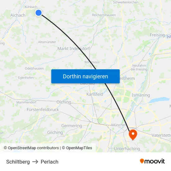 Schiltberg to Perlach map